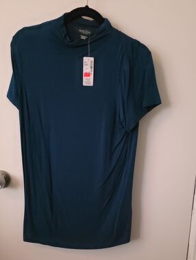 Nic+Zoe Women's Teal Short-Sleeve Mock Neck Tee